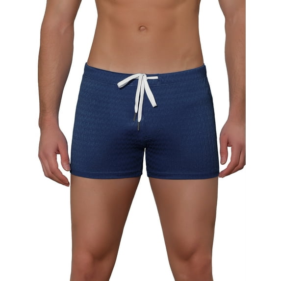 INSPIRE CHIC Men's Solid Color Drawstring Waist Summer Beach Pool Swim Trunks 30 Navy