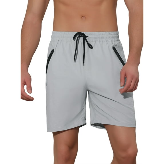 INSPIRE CHIC Men's Solid Color Elastic Waistband Lightweight Swimwear Shorts
