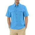 thumbnail image 1 of INSPIRE CHIC Men's Shirts Solid Color Short Sleeve Point Collar Shirt with Pockets  S Light Blue, 1 of 6