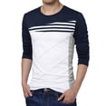 thumbnail image 1 of INSPIRE CHIC Men's Striped Crew Neck Long Sleeve Pullover T-shirt Blue 46, 1 of 3