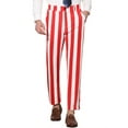 thumbnail image 1 of INSPIRE CHIC Men's Pants Stripes Zipper Closure Front Pockets Dress Pants 32 Red White, 1 of 7