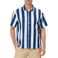 thumbnail image 1 of INSPIRE CHIC Men's Hawaiian Shirts Striped Button Down Short Sleeves Shirts Blue White S, 1 of 6