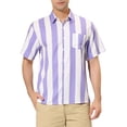 thumbnail image 1 of INSPIRE CHIC Men's Hawaiian Shirts Striped Button Down Short Sleeves Shirts Purple White S, 1 of 6
