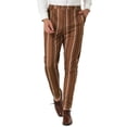 thumbnail image 1 of INSPIRE CHIC Men's Striped Slim Fit Contrast Color Drawstring Dress Pants 30 Brown, 1 of 7