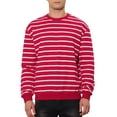 thumbnail image 1 of INSPIRE CHIC Men's Striped Sweatshirt Regular Fit Round Neck Long Sleeves Printed Pullover Sweatshirts L Red White, 1 of 4