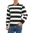 thumbnail image 1 of Lars Amadeus Men's Striped Sweatshirt Regular Fit Round Neck Long Sleeves Printed Pullover Sweatshirts M White Black, 1 of 7