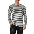 thumbnail image 1 of INSPIRE CHIC Men's Striped T-Shirt Long Sleeves Crew Neck Stripe Basic Tops M Black, 1 of 6
