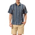 thumbnail image 1 of Lars Amadeus Men's Summer Hawaiian Short Sleeves Button Down Striped Shirts, 1 of 6