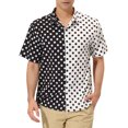 thumbnail image 1 of INSPIRE CHIC Men's Summer Polka Dots Patchwork Short Sleeves Button Down Shirts M Black White, 1 of 6