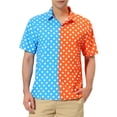 thumbnail image 1 of Lars Amadeus Men's Summer Polka Dots Patchwork Short Sleeves Button Down Shirts, 1 of 6