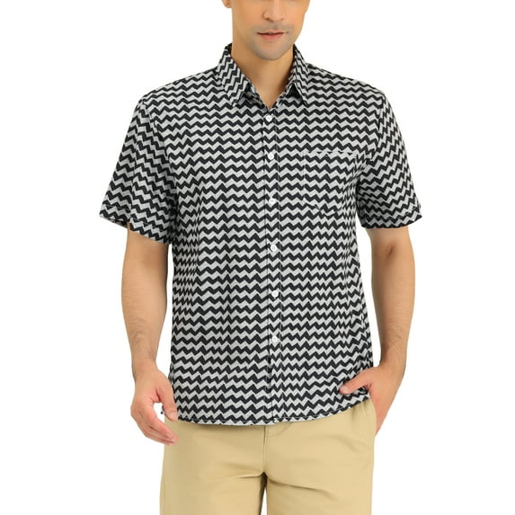 Lars Amadeus Men's Summer Short Sleeve Button Down Irregular Print Shirt