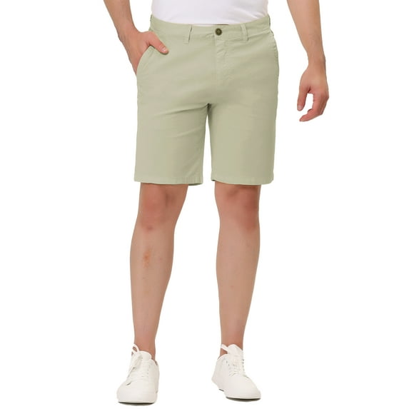 INSPIRE CHIC Men's Summer Solid Color Slim Fit Flat Front Walk Chino Shorts 30 Khaki