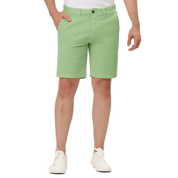 INSPIRE CHIC Men's Summer Solid Color Slim Fit Flat Front Walk Chino Shorts 28 Green