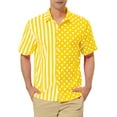 thumbnail image 1 of INSPIRE CHIC Men's Shirt Summer Stripe Polka Dots Short Sleeves Button Patchwork Shirt S Yellow White, 1 of 7