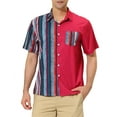 thumbnail image 1 of Lars Amadeus Men's Summer Striped Patchwork Short Sleeves Hawaiian Shirt, 1 of 6