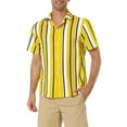 thumbnail image 1 of INSPIRE CHIC Men's Summer Striped Short Sleeves Beach Hawaiian Shirt 2XL Bright Yellow, 1 of 6