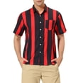 thumbnail image 1 of INSPIRE CHIC Men's Summer Striped Short Sleeves Beach Hawaiian Shirt S Dark Red, 1 of 6
