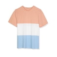 thumbnail image 1 of INSPIRE CHIC Men's T-Shirts Color Block Round Neck Short Sleeve Tops L Blue Pink, 1 of 5