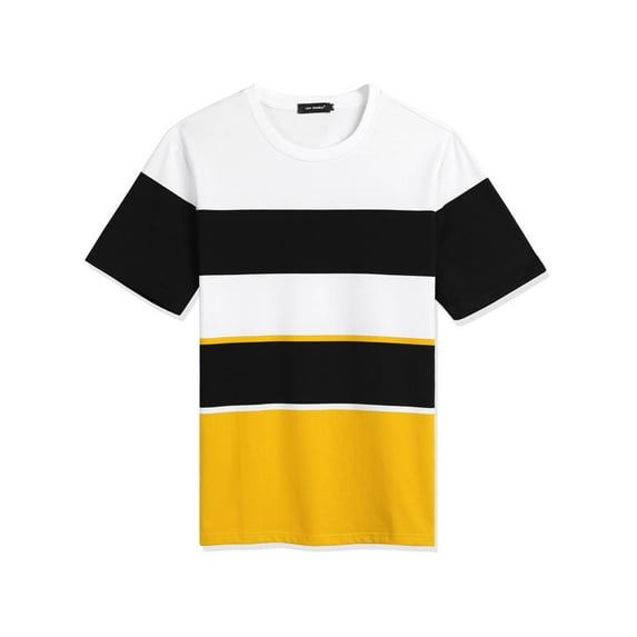 Lars Amadeus Men's T-Shirts Color Block Round Neck Short Sleeve Tops