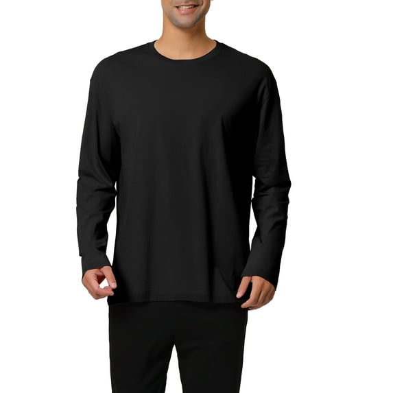 Lars Amadeus Men's T-Shirts Cotton Long Sleeves Casual Solid Color Basic Tee Tops