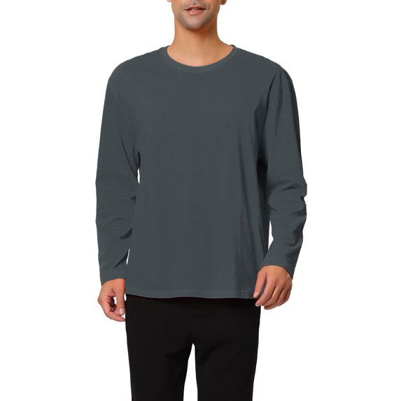Lars Amadeus Men's T-Shirts Cotton Long Sleeves Casual Solid Color Basic Tee Tops