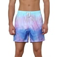 thumbnail image 1 of INSPIRE CHIC Men's Tie Dye Printed Elastic Waistband Vacation Swim Trunks 30 Blue, 1 of 5
