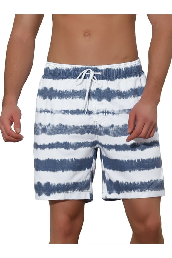 Men's Tie-dyed Pattern Elastic Waist Summer Swimming Shorts 28 Multicolored
