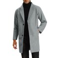 thumbnail image 1 of Lars Amadeus Men's Trench Coat Notched Lapel Mid-Length Casual Solid Overcoat, 1 of 5