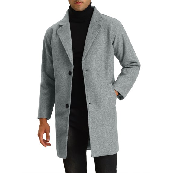 Lars Amadeus Men's Trench Coat Notched Lapel Mid-Length Casual Solid Overcoat