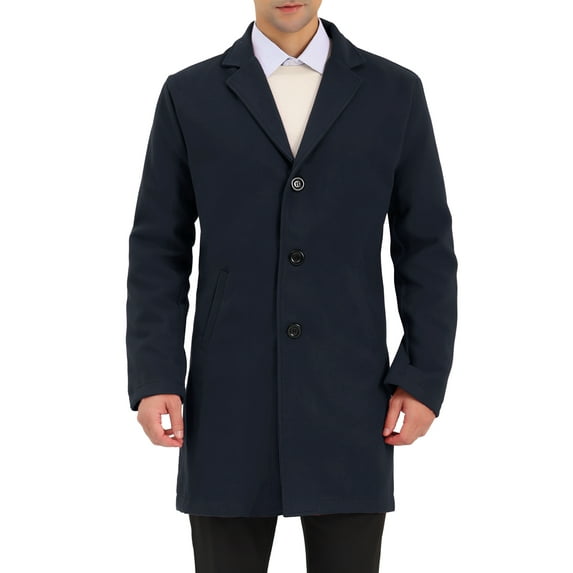 Lars Amadeus Men's Trench Coat Slim Fit Single Breasted Warm Long Overcoat