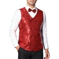 thumbnail image 1 of INSPIRE CHIC Men's Vest V-Neck Slim Fit Double-Breasted Party Disco Prom Nightclub Sequin Vest L Red, 1 of 5