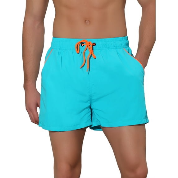 Lars Amadeus Men's Vacations Solid Color Drawstring Elastic Waist Swim Short
