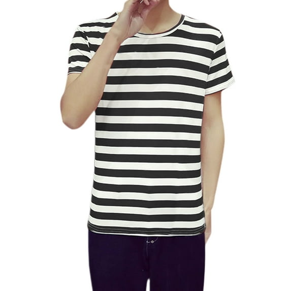 Lars Amadeus Men's Vintage Crew Neck Short Sleeve Striped T-shirt