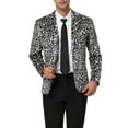 thumbnail image 1 of INSPIRE CHIC Men's Party Animal Leopard Print Blazer Notched Lapel Lightweight Sport Coat Suit Jacket S White Leopard, 1 of 7