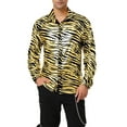 thumbnail image 1 of INSPIRE CHIC Men's Vintage Leopard Printed Button Down Long Sleeve Cotton Shirt M Golden Black, 1 of 6