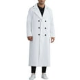 thumbnail image 1 of INSPIRE CHIC Men's Winter Pea Coat Notch Lapel Double Breasted Solid Color Overcoat L White, 1 of 7