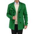thumbnail image 1 of INSPIRE CHIC Men's Winter Trench Coat Stand Collar Double Breasted Pea Coats M Green, 1 of 6