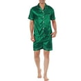 thumbnail image 1 of INSPIRE CHIC Mens Satin Pajama Sets Short Sleeves Summer 2 Piece Loungewear Sleepwears Nightwear M Green, 1 of 5