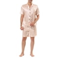 thumbnail image 1 of INSPIRE CHIC Mens Satin Pajama Sets Short Sleeves Summer 2 Piece Loungewear Sleepwears Nightwear S Rose Golden, 1 of 6
