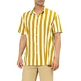 thumbnail image 1 of INSPIRE CHIC Mens Stripe Shirt Short Sleeved Color Block Button Down Beach Shirt M Yellow, 1 of 7