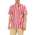 thumbnail image 1 of INSPIRE CHIC Mens Stripe Shirt Short Sleeved Color Block Button Down Beach Shirt S Red, 1 of 7