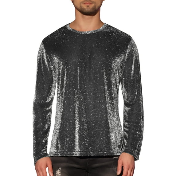 INSPIRE CHIC Mesh Sheer T-Shirt for Men's Long Sleeves Club Party Tee Tops