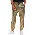 thumbnail image 1 of INSPIRE CHIC Metallic Pants for Men's Drawstring Waist Shiny Sequin Joggers Golden 30, 1 of 5