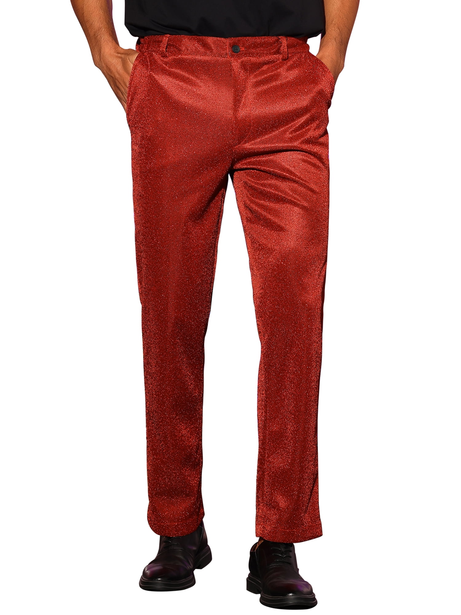 INSPIRE CHIC Men's Pants Metallic Straight Leg Party Nightclub Glittering  Trousers 28 Golden - Walmart Business Supplies