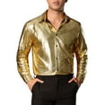 thumbnail image 1 of INSPIRE CHIC Metallic Shirt for Men's Long Sleeves Button Down Nightclub Party Shiny Shirts, 1 of 5