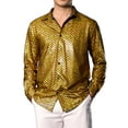 thumbnail image 1 of INSPIRE CHIC Metallic Shirt for Men's Long Sleeves Party Disco Shiny Printed Shirts L Golden, 1 of 6