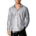 thumbnail image 1 of INSPIRE CHIC Metallic Shirt for Men's Long Sleeves Party Disco Shiny Printed Shirts M Silver, 1 of 6