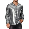 thumbnail image 1 of INSPIRE CHIC Holographic Shirts for Men's Metallic Long Sleeve Top Button Down Disco Shiny Shirt 2XL Dark Gray, 1 of 6