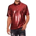 thumbnail image 1 of INSPIRE CHIC Metallic T-Shirt for Men's Short Sleeves Hipster Shiny Disco Golf Polo Shirts, 1 of 5