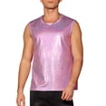 thumbnail image 1 of INSPIRE CHIC Metallic Tank Top for Men's Sleeveless Party Club Shining Vest L Pink, 1 of 6